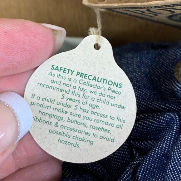 Boyds Bear Rare Plush Denim Dress Gingham Hat - Picture 5 of 6